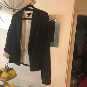 Context black blazer ivory striped lining as 12